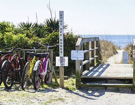 Bicycles Parked Near Public Beach Access at Yaupon Beach, NC